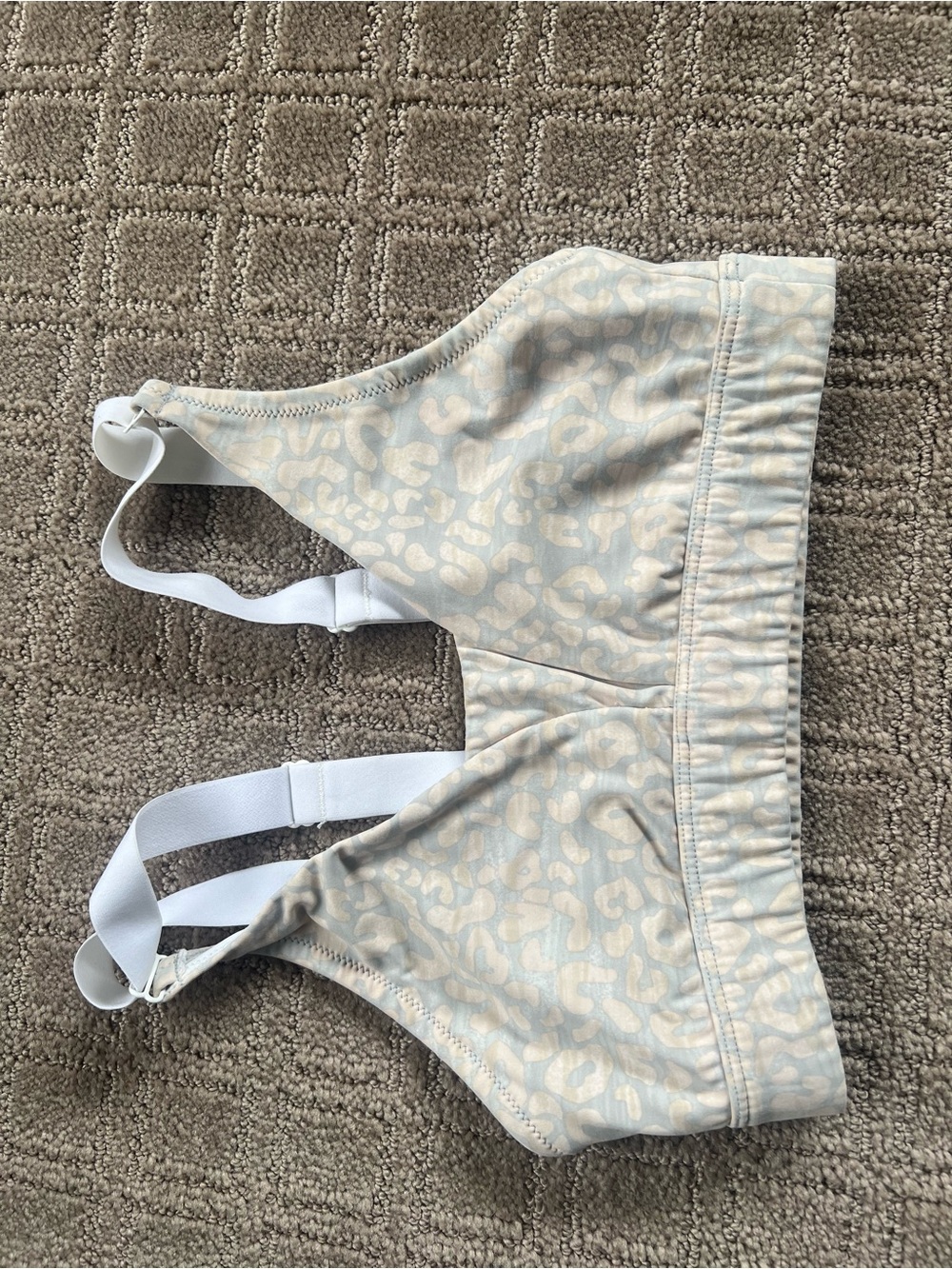 Varley Light peach and Grey Leopard Print Sports Bra